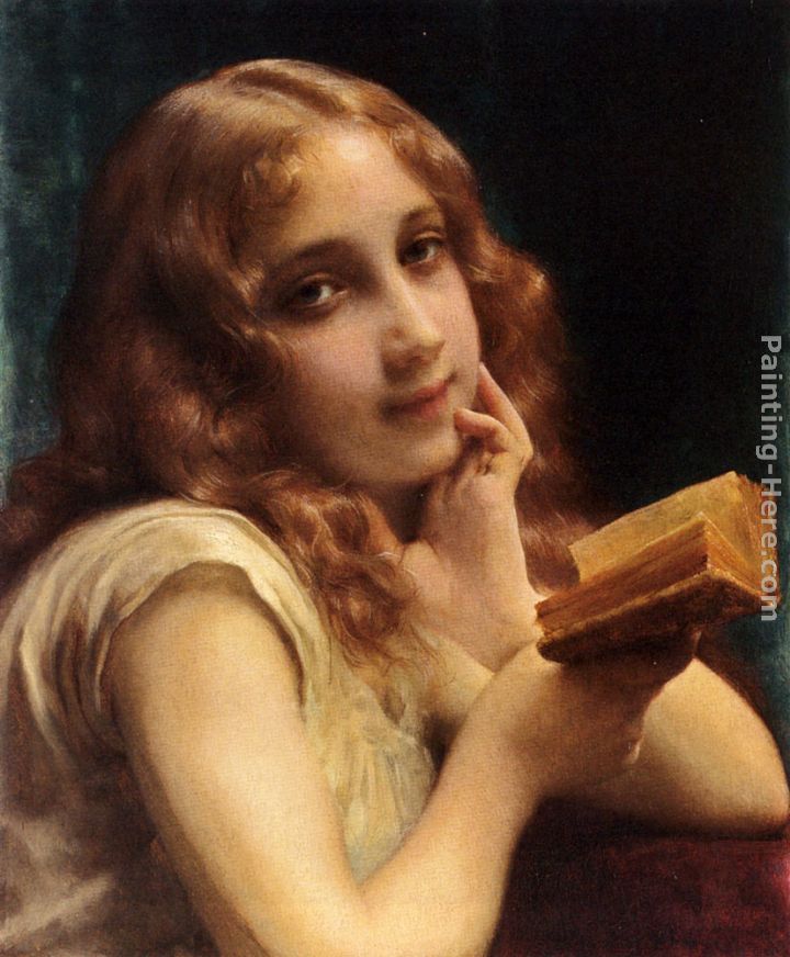 A Little Girl Reading painting - Etienne Adolphe Piot A Little Girl Reading art painting